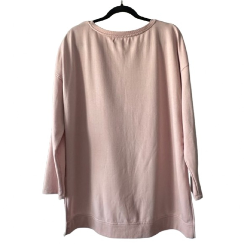 Rae Dunn Women's L Blush Pink Longs Sleeves Scoop Neck "Weekend" Sweatshirt Top - Picture 5 of 16